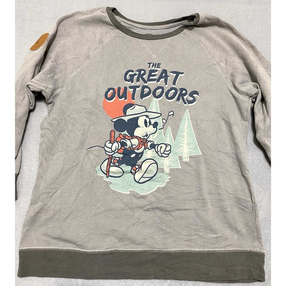 Disney Mickey Mouse The Great Outdoors Hiking Graphic Sweatshirt Grey XL - Picture 7 of 10